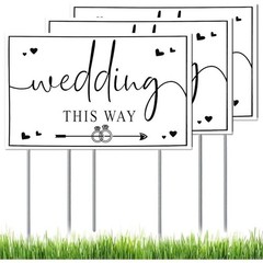 Double-Sided Wedding Directional Signs Weather-Resistant Easy Setup Elegant New