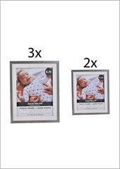 Set of 5 Photo Frames, Glass with Wall mount – Three 8×10 Frames, Two 4×6 Frames