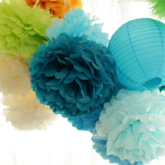 5pcs 6″-10″ Tissue Paper Pompoms Wedding Baby Shower Birthday Party Pom Poms Toy