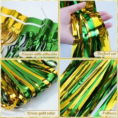 3Pack 3.3Ft x 6.6Ft Graduation Foil Fringe Curtain Backdrop Decorations, Gree…