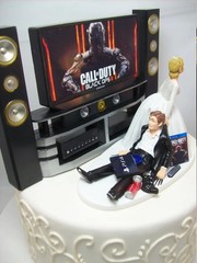Funny PS Game Over Fan Bride and Groom Wedding cake topper Gamer COD can change