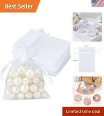 50Pcs Organza Bags, 2×3 inch Gift Favor Bags, White Wedding Favor Bags, Jewel…