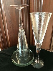 Pair Mega GIANT 40oz/16» Tall CHAMPAGNE Toasting FLUTES Clear Crystal/Pink Stem