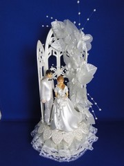 New Elegant Vintage Chapel Window Bride & Groom Wedding caketopper #395