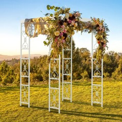 Heavy Duty French Style Outdoor Roof Metal Gazebo White Wedding Canopy Garden US