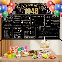 80th Decorative Cloth for Women or Men, Birthday Banner With Holes, Built-in …