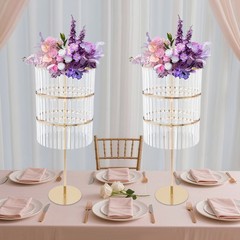 3-tier Flower Display Stand With Pendants Wedding Floral Holder Decoration Rack