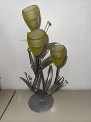 Elegant Art Nouveau THREE (3) AMBER LILIES TEALIGHT HOLDER 15” Tall