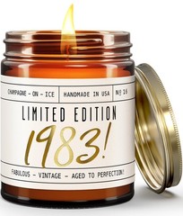 42nd Birthday Gifts for Women – ‘Limited Edition 1983’ Soy Candle, Amber
