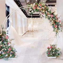 2.2/2.4M Round Metal Wedding Arch Frame Moongate Base Garden Arbor CircularStand