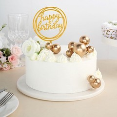 12 GOLD Faux Pearl Balls Cake Topper Picks Cupcake Decorations Wedding Party