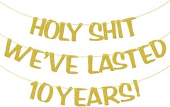 Holy We’ve Lasted 10 Years Banner, 10th Wedding Anniversary Party Decorations…