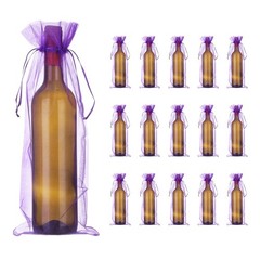 14 x 5 Inch Organza Wine Bags 40 Pcs Gift Wrap Bags for Wedding Favors Purple