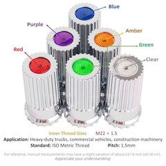 Chrome Thread-On Lug Nut Covers with Red Reflectors for Semi Amber Screw On