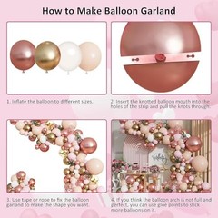Rose Gold Balloon Garland Kit, Nude Pastel Pink Metallic Gold Rose Gold White