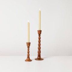 6pk 10″ Ribbed Flameless Taper Candles Cream – Hearth & Hand with