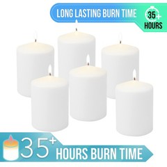 Stonebriar Unscented White Tall Pillar Candles 35 Hour Burning Candle Pillars