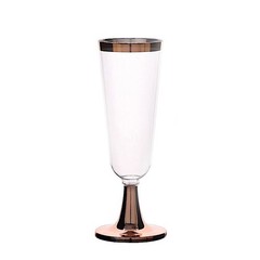 12 pcs 5 oz Clear with Rose Gold Rim Champagne Flutes Wedding Party Tableware