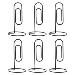 6pcs Metal Paper Clip Desktop Memo Holders Table Card Holders Clamp Black