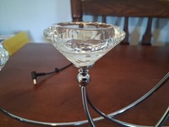 Unique & Minimalistic Candelabra 5 Tealights Curved Metal Faceted Glass Holders