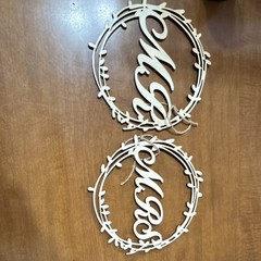 Wooden Circular Hanging Wedding Decorations Set of 2 Beige Reusable Romantic