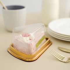 50 GOLD CLEAR Triangle Cake Slice Boxes Plastic Wedding FAVOR HOLDERS Events