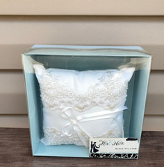 Studio His and Hers Wedding Ring Pillow 456434 White Nwt 7 x 7 x 3 Hobby Lobby