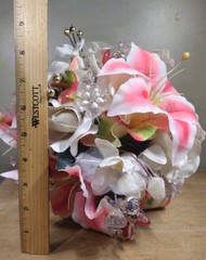 Handmade Wedding Bouquet Pink And White With Jewels Beautiful Made In 2010