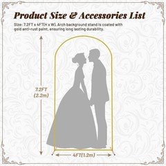 for Party Garden Floral Decoration Metal Arch Backdrop Stand 7.2Ft Stable Frame
