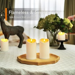 2PC Outdoor Waterproof LED Flameless Candles 6in Ivory White Remote Timer stable