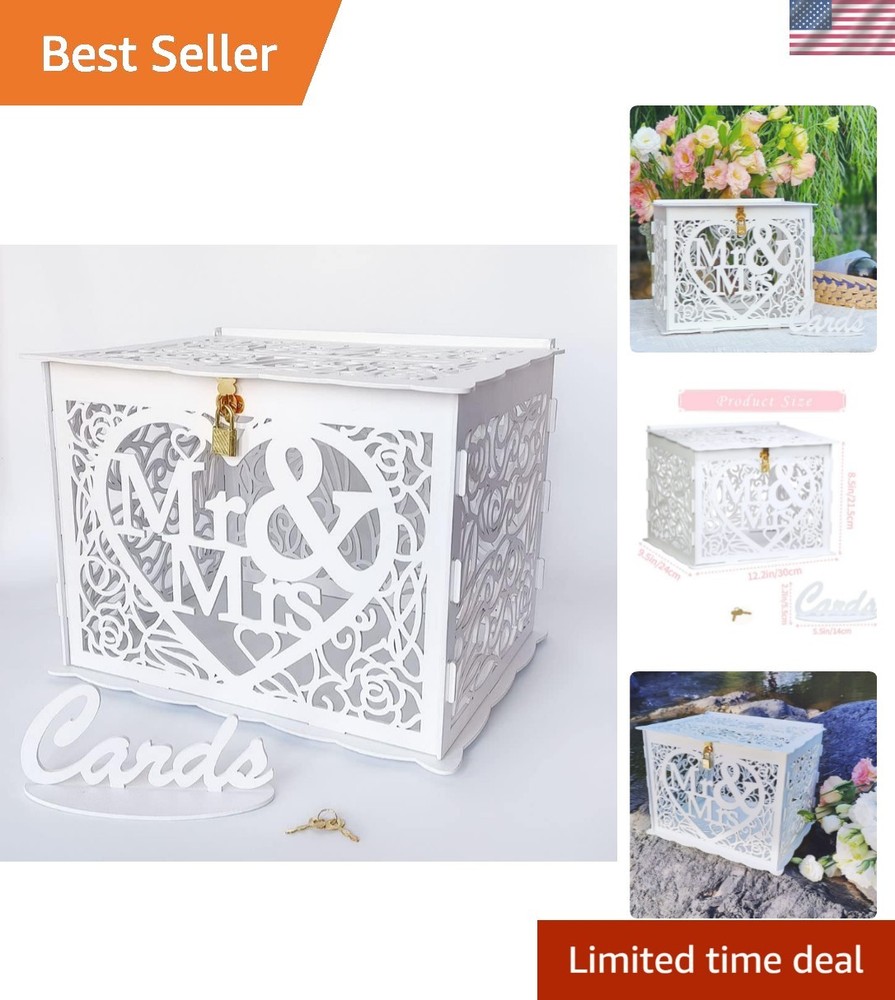 Wedding Money Box Holder with Sign, Large Rustic Wood Wooden DIY Envelop Gift…