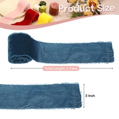 1 Roll Velvet Ribbon, 3 Inch x 3 Yard Silk Frayed Ribbon, Ocean Blue