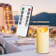 Led Flameless Candles Outdoor Indoor Battery Operated Flickering Ivory-3 Pack
