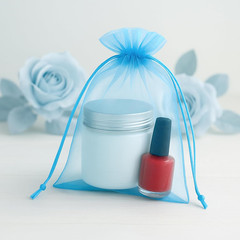 25PCS Blue Organza Bags 5×7 inches, Sheer Mesh Jewelry Pouches, Organza Gift Bag