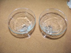Eat Drink and Be Married stem glass set 7-7/8″ tall 4-3/4″ Wedding his & hers