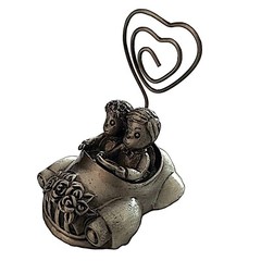 Pewter Place Card Holder JUST MARRIED Car Bride & Groom Wedding Favor