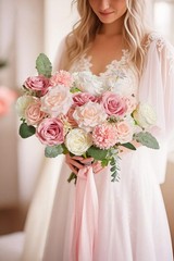 Fake Roses, Wedding Centerpieces, Table Chair Decor, Blush Pink White