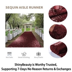 ShinyBeauty Sequin Aisle Runner Rug 4x15FT – Sparkly Burgundy Carpet for Wedd…