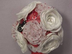 Custom OOAK Red White PinUp Rockabilly Wedding Bridal Bouquet Flowers Polka Dot