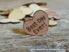 Wooden Heart Confetti ~ Best Day Ever! ~ Wood Hearts, Wood Confetti Engraved Lov