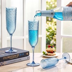 Pcs Blue Plastic Champagne Flutes 5.5oz Unbreakable Wedding 24 Clear Blue