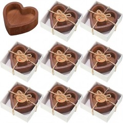 Reallnaive 8 Sets Wedding Favors Wood Heart Candle Bowls Bridal Shower DIY Heart