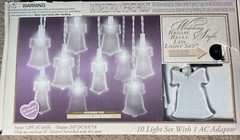 WEDDING STYLE BRIDAL BELLS LED LIGHT SET 10 LIGHTS W AC ADAPTER MARRIAGE DECOR
