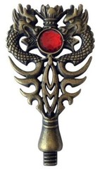 Intricate Twin Dragons wax seal stamp handle, Antique Brass-tone, 3″ tall