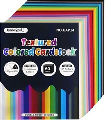 60 Sheets Textured Colored Cardstock – 8.5 x 11.0 x in, 30 Colors
