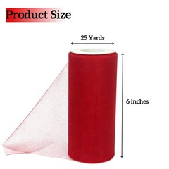 Hoyiie 6 Inch × 25 Yards Red Tulle Fabric Ribbon Spool for Tutu Skirt DIY Cra…