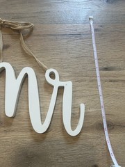 Mr & Mrs sign for wedding chairs White Cursive Burlap
