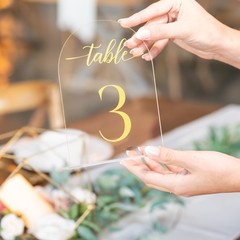 15 PCS 5×7 Clear Arch Acrylic Wedding Table Numbers 1-15 with Gold Font