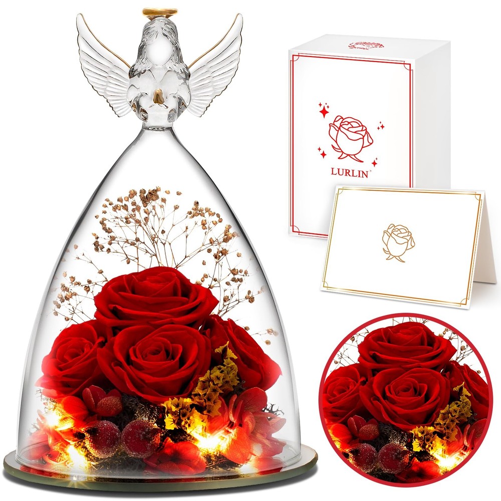 Birthday Day Rose Gifts for Women, Preserved Flowers Gift Mom, Red