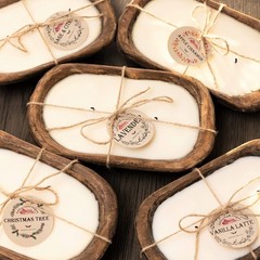 Red Barn Wood Dough Bowl Candle | 100% Natural Soy Wax & Essential Oils, Odor El